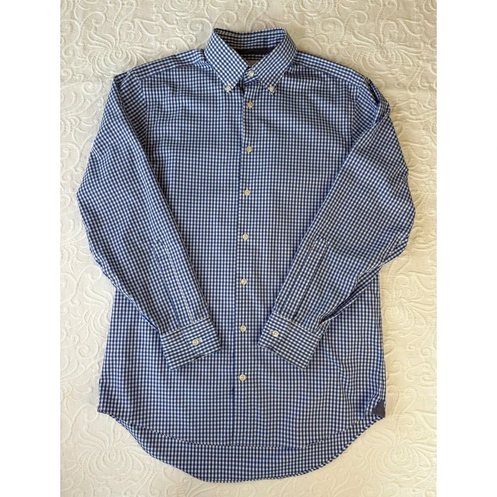 Charles‎ Tyrwhitt Non Iron Classic Fit Shirt Blue White Gingham 15.5 34 Mens
